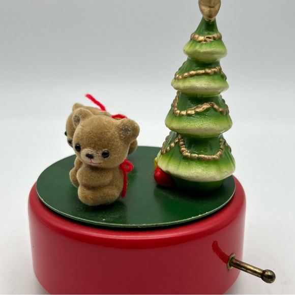 Rare Vtg TOYO Christmas Music Box Flocked Bears & Tree “white Christmas” Japan - Picture 9 of 13
